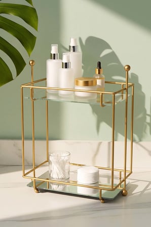 Gold 2 Katlı Banyo Organizer Tezgâh Üstü Düzenleyici