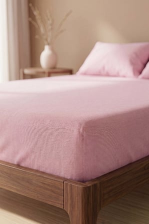 Pudra Pembe Çift Kişilik Düz Çarşaf Takımı 160x200 cm - 3 Parça
