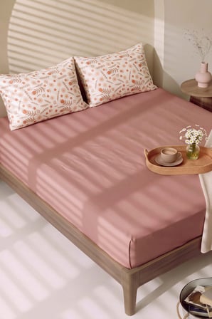 Pudra Kahve Triana Çift Kişilik Lastikli Çarşaf Takımı 160x200 cm - 3 Parça