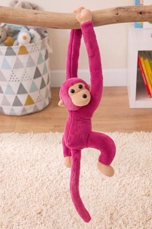 Koyu Pembe Elleri Yapışabilen Maymun Peluş Oyuncak