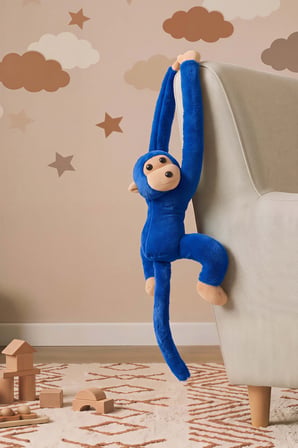 Lacivert Elleri Yapışabilen Maymun Peluş Oyuncak