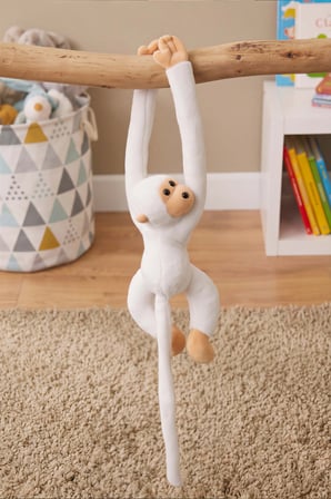 Beyaz Elleri Yapışabilen Maymun Peluş Oyuncak