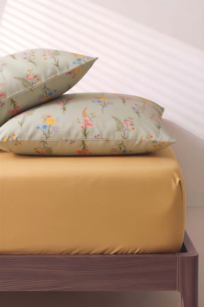 Sarı Begonvil Çift Kişilik Lastikli Çarşaf Takımı 160x200 cm - 3 Parça