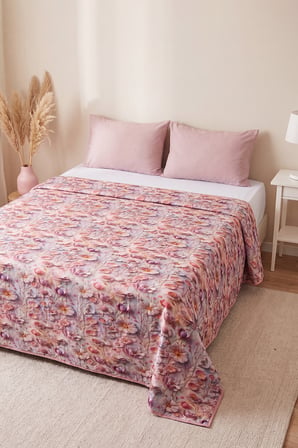 Çiçek Tomurcukları 5D Çok Amaçlı Tek Kişilik Baskılı Pike & Yatak Örtüsü 160x220 cm