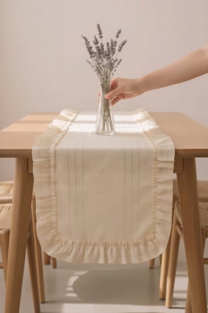 Bej Fırfırlı Colber Runner 45x115 cm