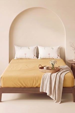 Sarı Bella Çift Kişilik Lastikli Çarşaf Takımı 160x200 cm - 3 Parça