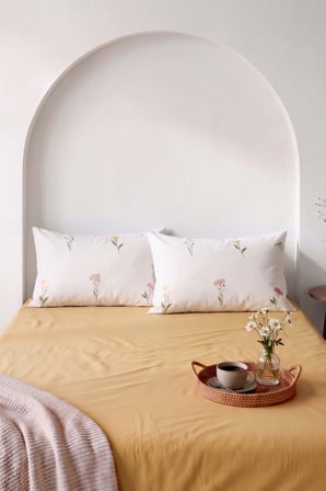 Sarı Bella Çift Kişilik Lastikli Çarşaf Takımı 160x200 cm - 3 Parça