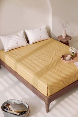 Sarı Bella Çift Kişilik Lastikli Çarşaf Takımı 160x200 cm - 3 Parça