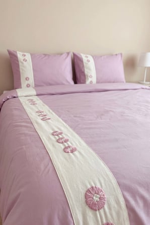 Daisy Violet %100 Pamuklu Çift Kişilik Nevresim Takımı - 4 Parça