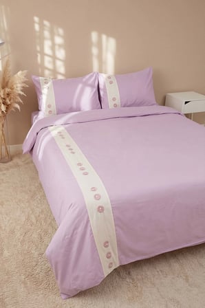 Daisy Violet %100 Pamuklu Çift Kişilik Nevresim Takımı - 4 Parça