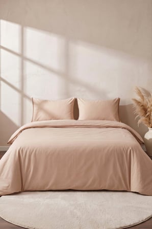 San Marino Dark Beige %100 Pamuklu Çift Kişilik Nevresim Takımı - 4 Parça