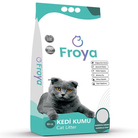 Froya Marsilya Sabun Kokulu Topaklanan 10L Bentonit Kedi Kumu