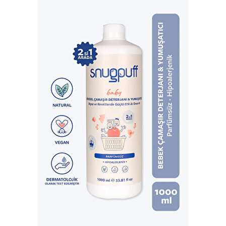 snugpuff Bitkisel Bebek 2’si 1 Çamaşır Deterjanı + Yumuşatıcı