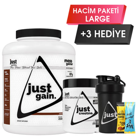 Just Nutrition Hacim Paketi - Large + 3 Hediye (Karbonhidrat Tozu + Kreatin)