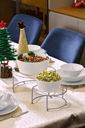 Gümüş Küçük Boy Sunumluk 2'Li Metal Hediyelik Dekorasyon İkramlık / Şeffaf Pleksi / Paslanmaz