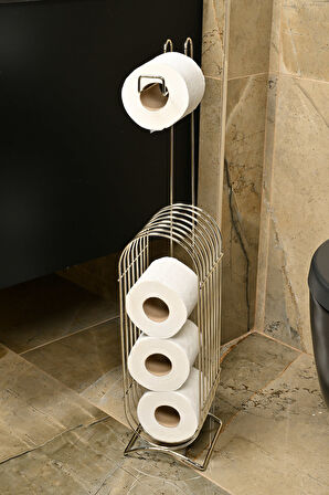 Silver Yedekli Oval Köşeli Dik Wc Tuvalet Kağıtlık /Düzenleyici / Dispenser / Metal /Paslanmaz/Askı