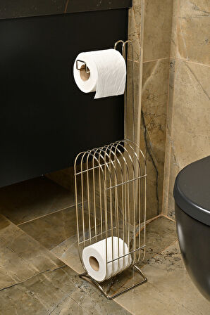Silver Yedekli Oval Köşeli Dik Wc Tuvalet Kağıtlık /Düzenleyici / Dispenser / Metal /Paslanmaz/Askı