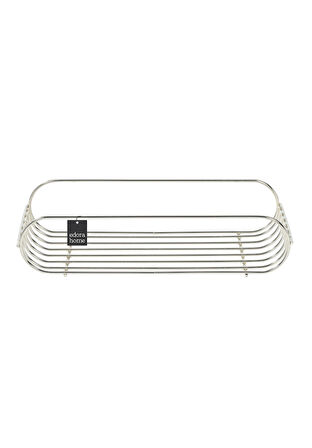 Silver Oval Köşeli Sabunluk /Düzenleyici / Şampuanlık / Metal /Paslanmaz/Askı / Banyo Aksesuarı