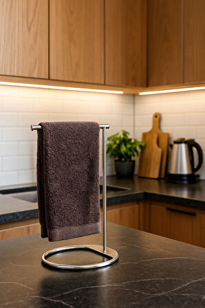 Silver Renk Metal Dikey Havluluk Paslanmaz | Tezgah Üstü Modern Banyo, Mutfak Organizer, Çok Amaçlı