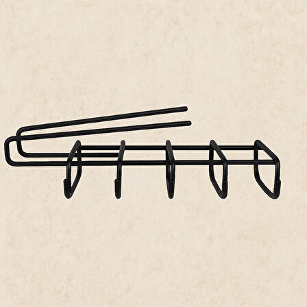 Siyah Mutfak Seti, Dolap Düzenleyici Ve 10'lu Bardaklık Hediyelik - Metal Paslanmaz