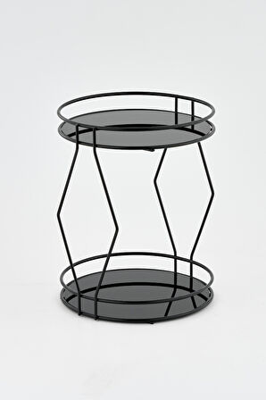 Siyah İki Katlı Parfüm, Takı ve Kozmetik Düzenleyici Şık Banyo Organizeri, Pleksili