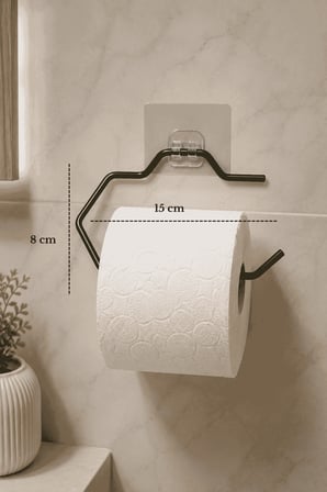 Siyah Yapışkanlı Metal Tuvalet Kağıdı Askısı, Delmeden Montaj Banyo WC Kağıt Havluluk Tuvalet Kağıtlığı