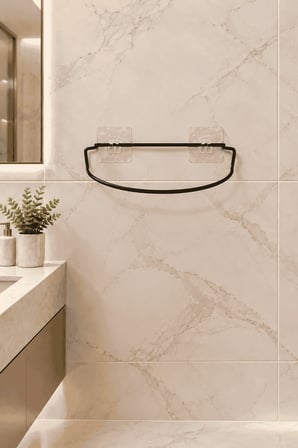 Siyah Şık Duvar Tipi Havluluk Delmeden Montaj, Yapışkanlı Modern Banyo Havlu Askısı