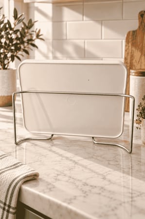 Parlak Silver Metal Tepsi Standı Tezgah Üstü Tepsi Düzenleyici ve Tepsi Tutucu Stand