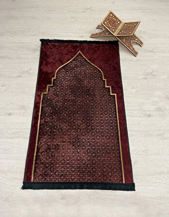 Seccade Saçaklı (lateks Taban) 75x125 Ebat - Bordo