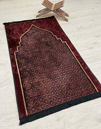 Seccade Saçaklı (lateks Taban) 75x125 Ebat - Bordo
