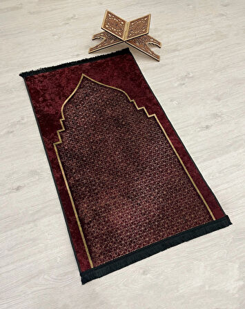 Seccade Saçaklı (lateks Taban) 75x125 Ebat - Bordo