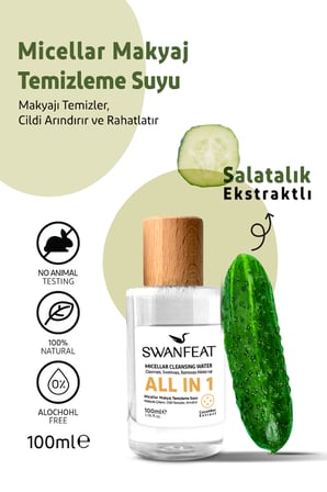 All in 1 Micellar Makyaj Temizleme Suyu Arındırıcı Canlandırıcı Alkolsüz 100ml
