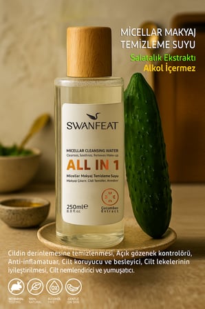 All in 1 Micellar Makyaj Temizleme Suyu Arındırıcı Canlandırıcı Alkolsüz 250ml