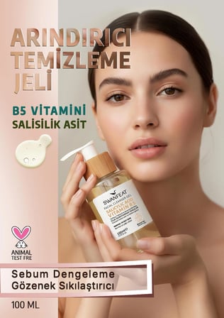 Yüz Temizleme Jeli B5 Vitaminli Alkol İçermeyen Yağlı Ve Normal Ciltler İçin 100ml
