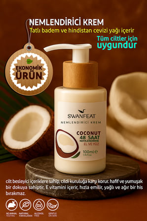 Nemlendirici Besleyici Krem | E Vitamini, Tatlı Badem ve Hindistan Cevizi Yağı 100ml