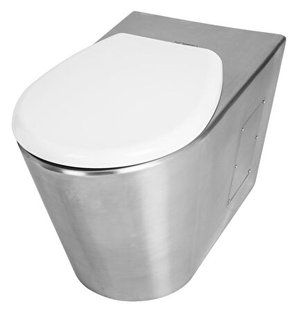 NORMO Paslanmaz Çelik Engelli Klozeti P Çıkışlı-Taharet Çubuklu 370x700x460mm