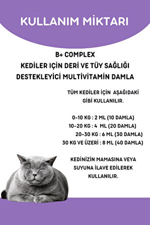 Vitpaw B+ Complex Damla 50 ml. Kediler için Tüy Sağlığını Destekleyici (Biotin & Çinko Multivitamin Damla)