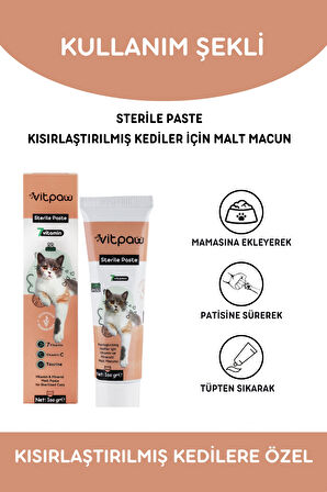 Vitpaw Sterile Paste 100 Gr.(KISIRLARŞTIRILMIŞ KEDİLER İÇİN VİTAMİN VE MİNERALLİ MALT MACUN)