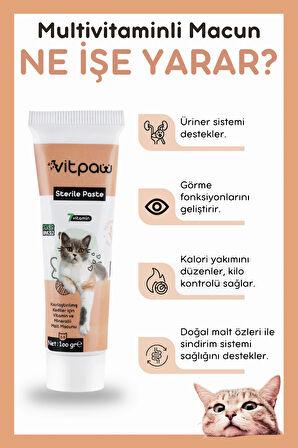 Vitpaw Sterile Paste 100 Gr.(KISIRLARŞTIRILMIŞ KEDİLER İÇİN VİTAMİN VE MİNERALLİ MALT MACUN)