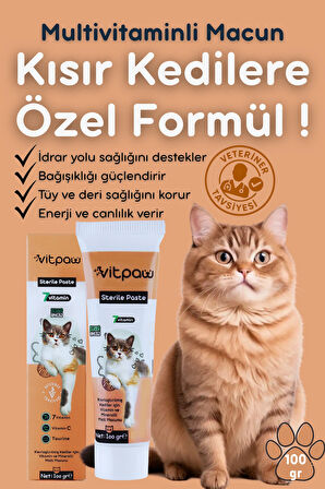 Vitpaw Sterile Paste 100 Gr.(KISIRLARŞTIRILMIŞ KEDİLER İÇİN VİTAMİN VE MİNERALLİ MALT MACUN)