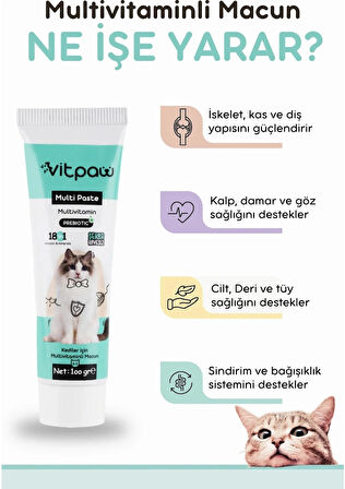 Vitpaw Kediler Için Vücut Direnci ve Tüy Sağlık Seti (Multi Paste ve B+ Complex Damla)