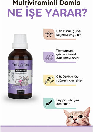 Vitpaw Kediler İçin Tüy ve Genel Sağlık Vitamin Seti (Malt Paste - B+ Complex - Multi Paste)