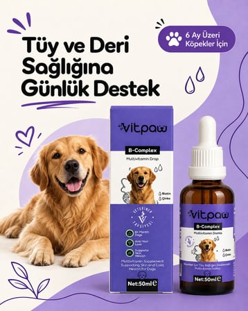 B+ Complex Dog | Köpekler İçin Deri ve Tüy Sağlığını Destekleyici Multivitamin Damla 50 ml.