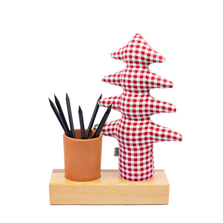 Kayigo Lavender Kalemlik & Notluk - Kırmızı Pötikareli Çam