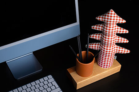 Kayigo Lavender Kalemlik & Notluk - Kırmızı Pötikareli Çam