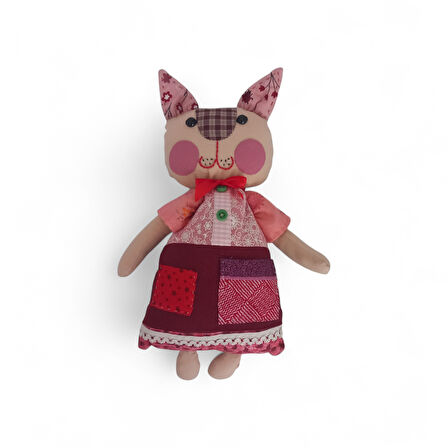 Kedi Hanım Patchwork Benekli Kulak Bez Bebek
