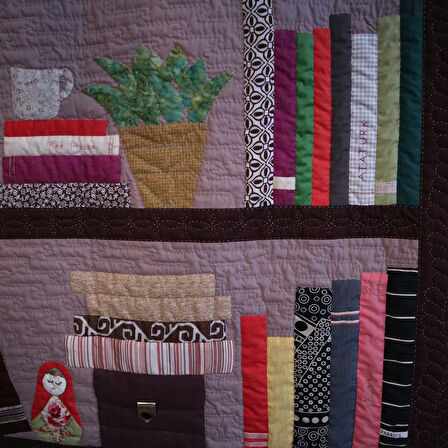 Patchwork Üç Raf Kitaplık Duvar Panosu