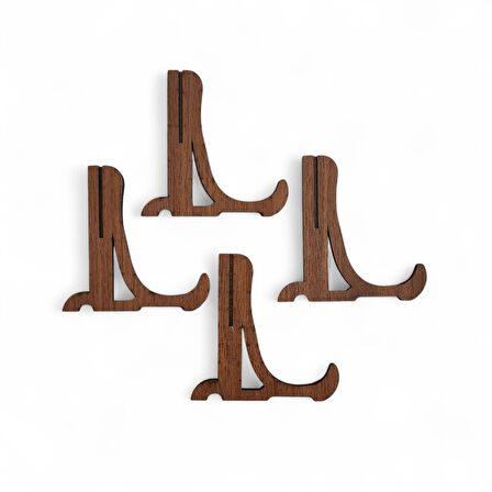 Tabak ve Süs Levhaları Gerçek Ahşap 4'lü Teşhir Ayağı 10 cm x 10 cm Stand