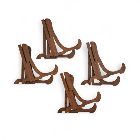 Tabak ve Süs Levhaları Gerçek Ahşap 4'lü Teşhir Ayağı 10 cm x 10 cm Stand