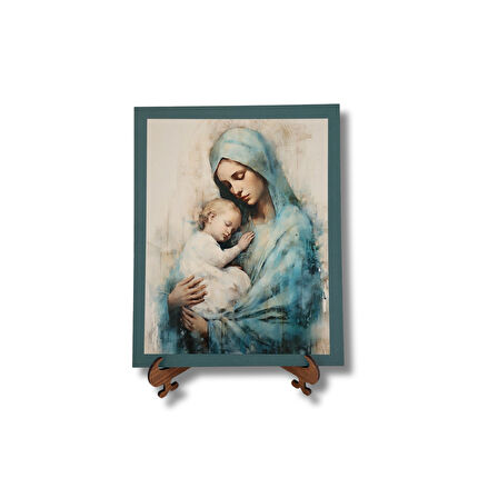 Meryem Ana ve Bebek İsa Ahşap Dekor